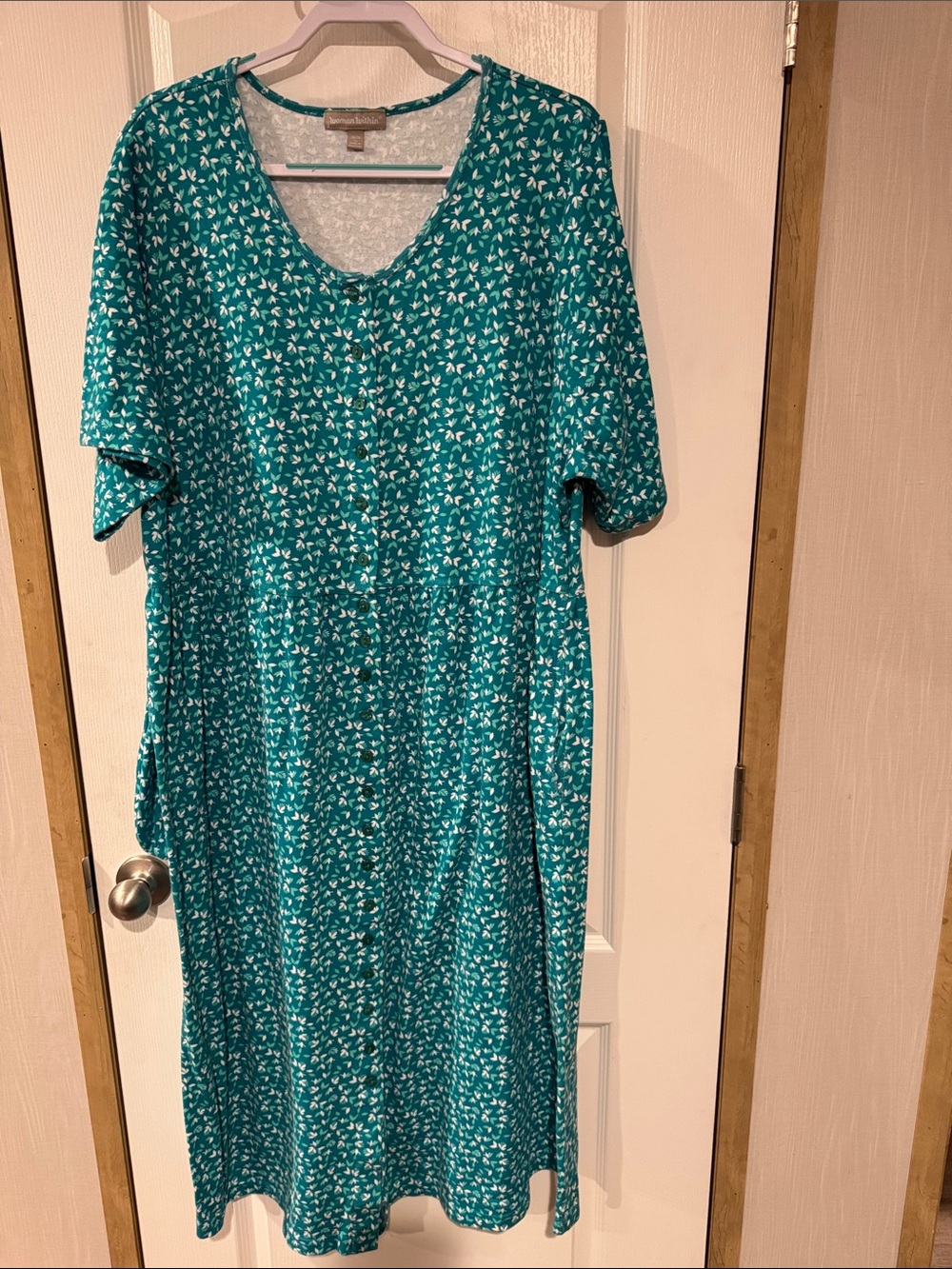 Woman Within Green Floral Midi Dress